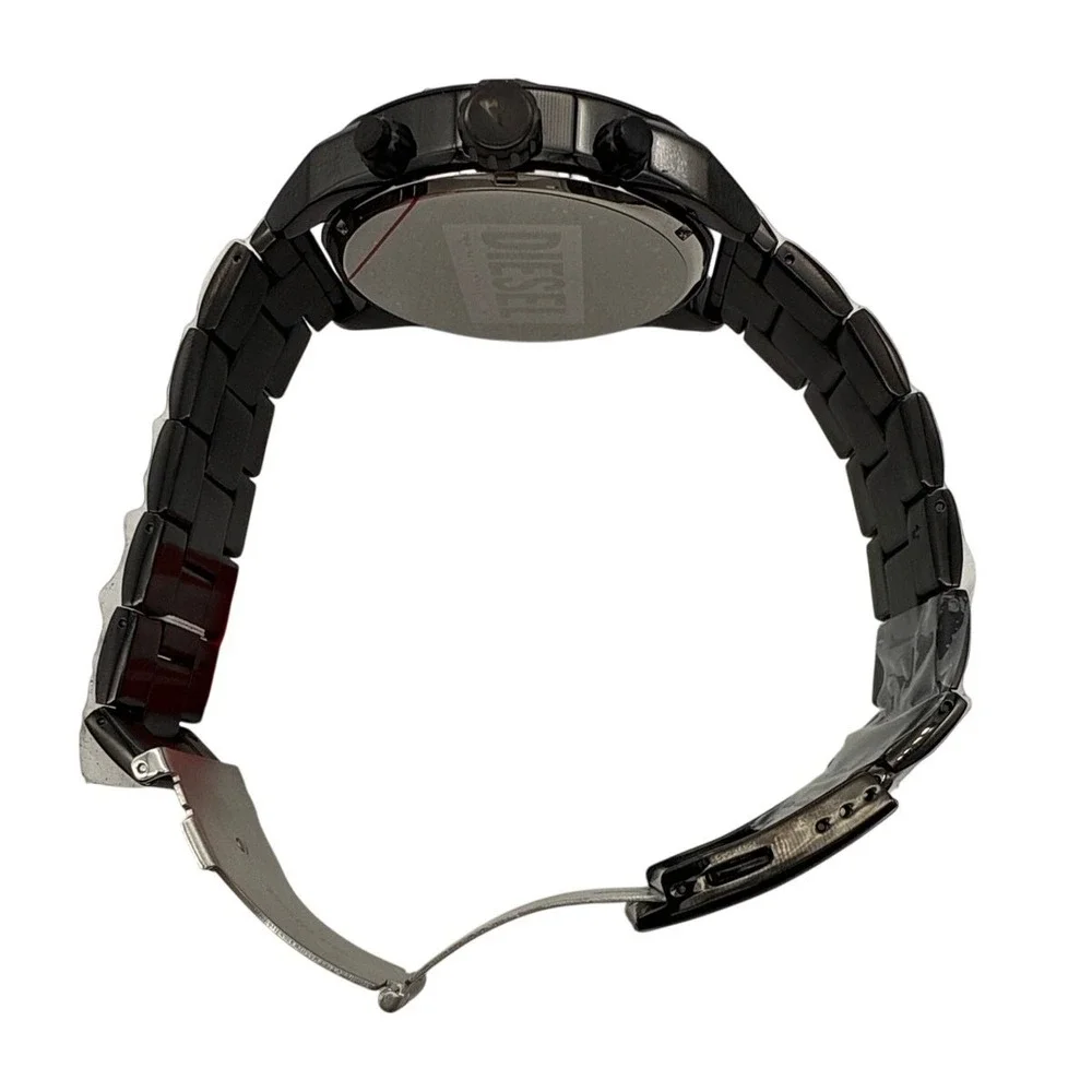 Diesel Mens Spiked Chronograph Watch DZ4609B Black Stainless Steel‎